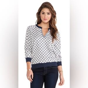 MARC by Marc Jacobs women's navy and white Andrea Jacquard long sleeve sweater S